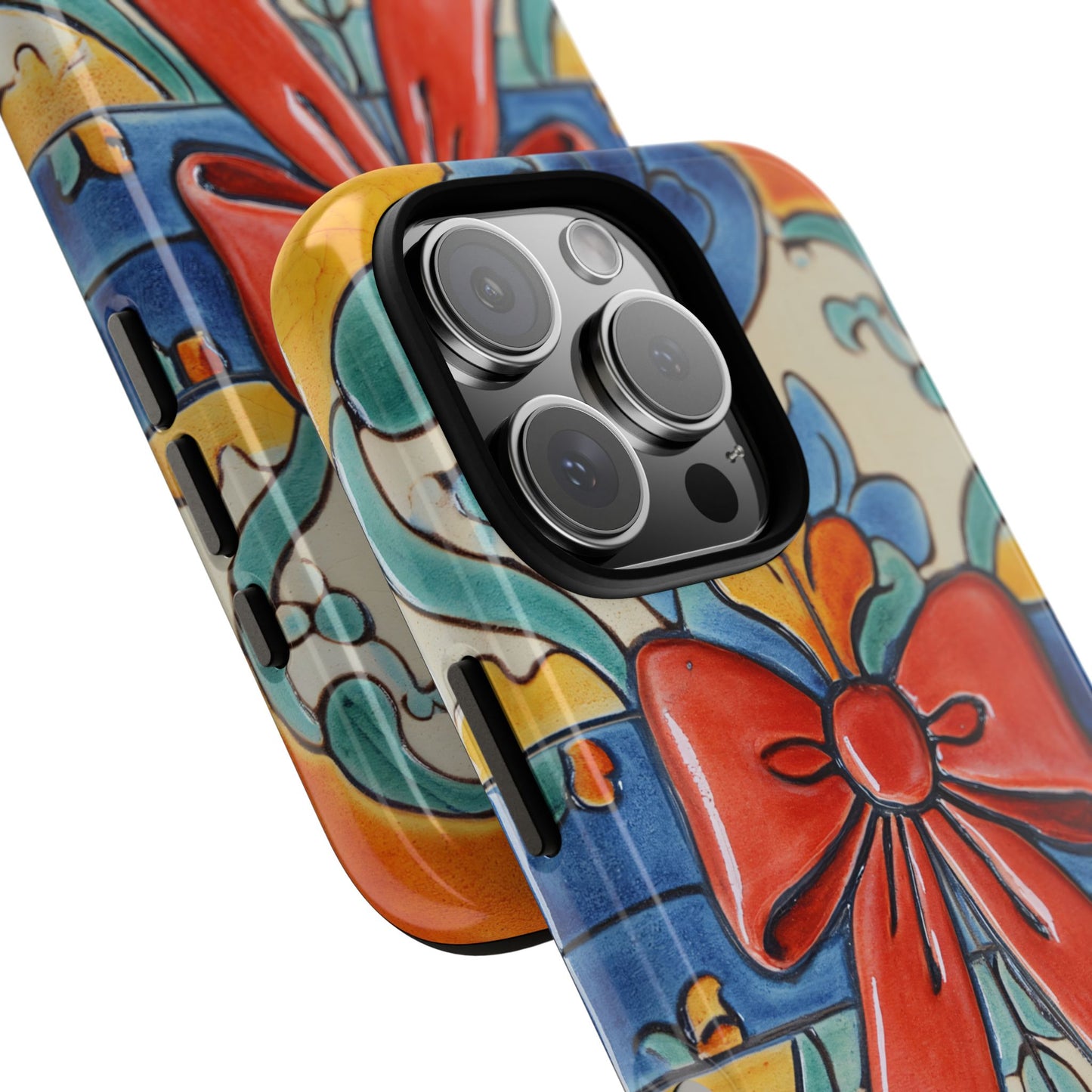 Colorful Bow Phone Case Portuguese Tile Floral iPhone Samsung Pixel Case