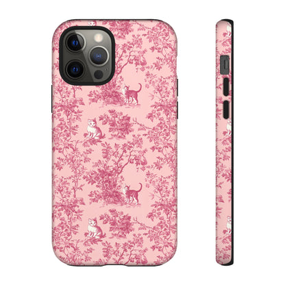 Tough Phone Cases - Cats in Pink Toile De Joyu Motif
