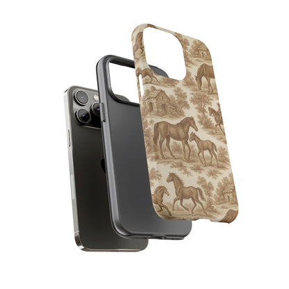Tough Phone Cases - Horses in Toile De Joyu Motif