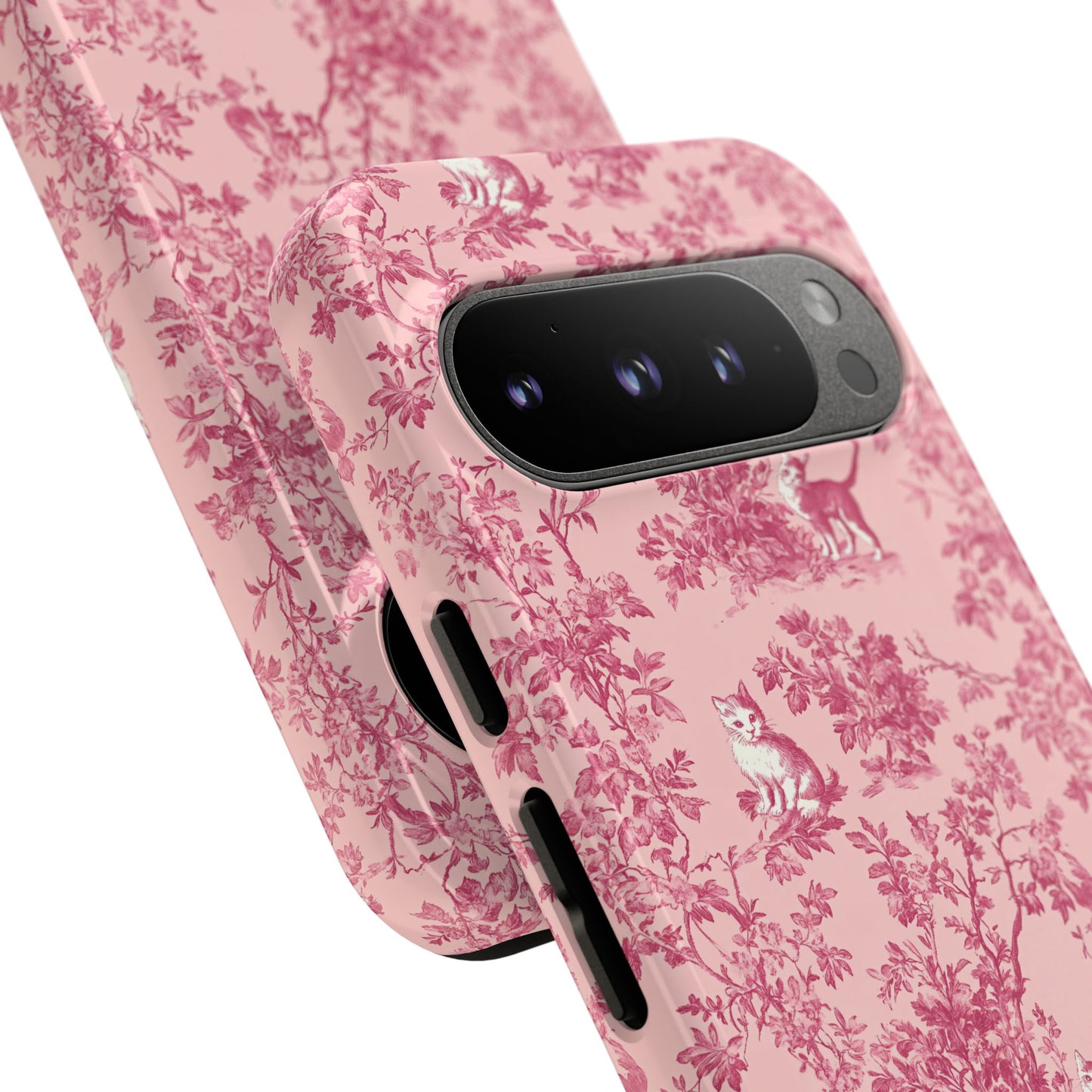 Tough Phone Cases - Cats in Pink Toile De Joyu Motif