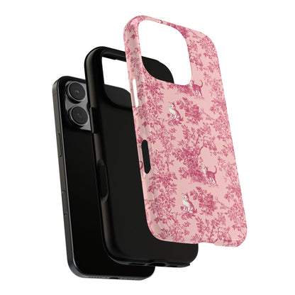 Tough Phone Cases - Cats in Pink Toile De Joyu Motif