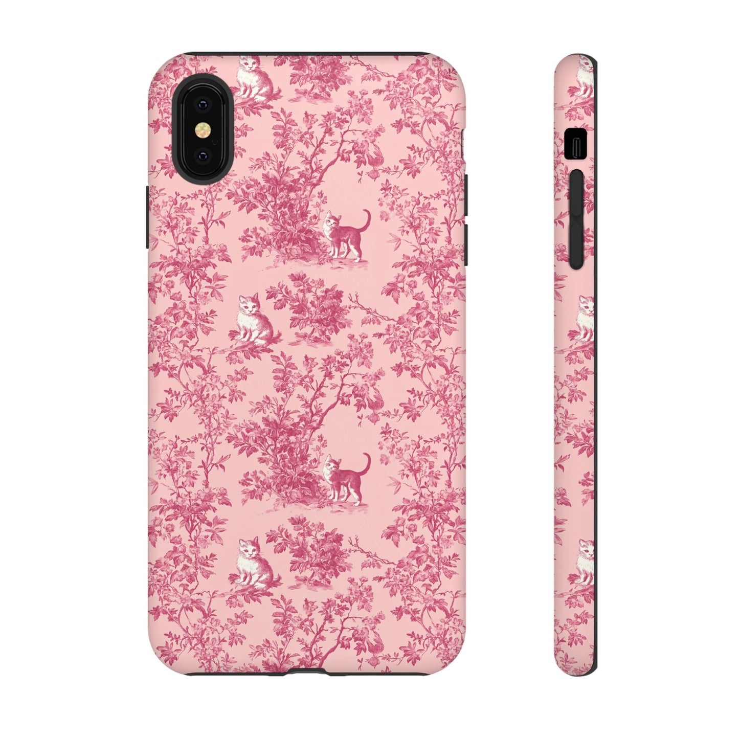 Tough Phone Cases - Cats in Pink Toile De Joyu Motif