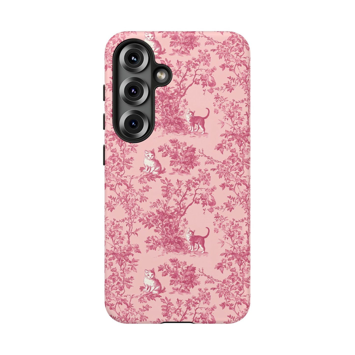 Tough Phone Cases - Cats in Pink Toile De Joyu Motif