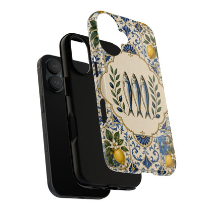 Mediterranean Sardine Phone Case – Portuguese Tile Lemon Coastal Tough Case