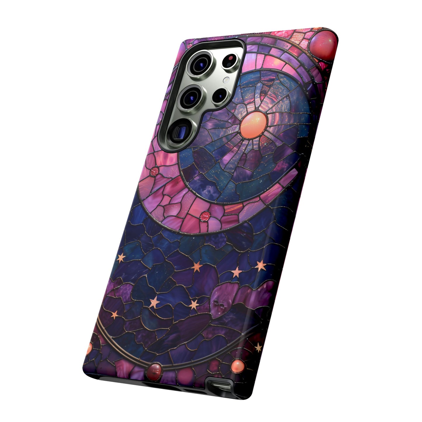 Pink Moon Tough Phone Cases in  Stained Glass Design