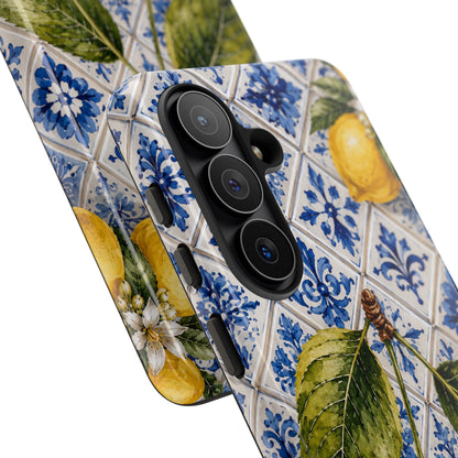 Cherry Phone Case, Portuguese Tile iPhone Case, Mediterranean Fruit Cover, Azulejo Samsung Galaxy Case, Botanical Pixel Case