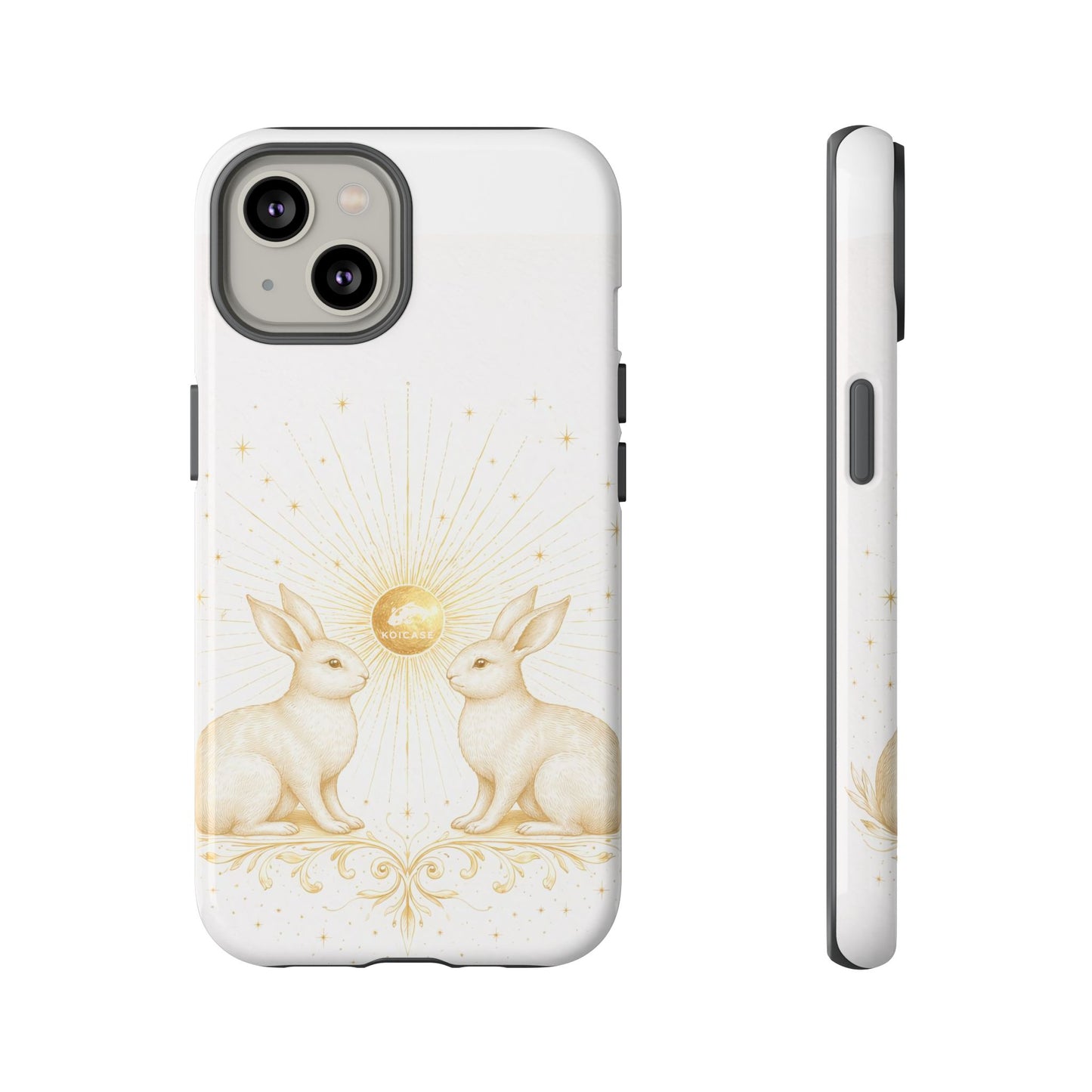 Celestial Bunny Phone Case, Rabbit Moon Stars Case, Neutral Serene Aesthetic iPhone Case,