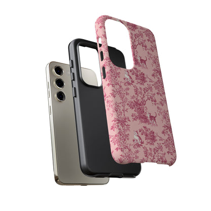 Tough Phone Cases - Cats in Pink Toile De Joyu Motif