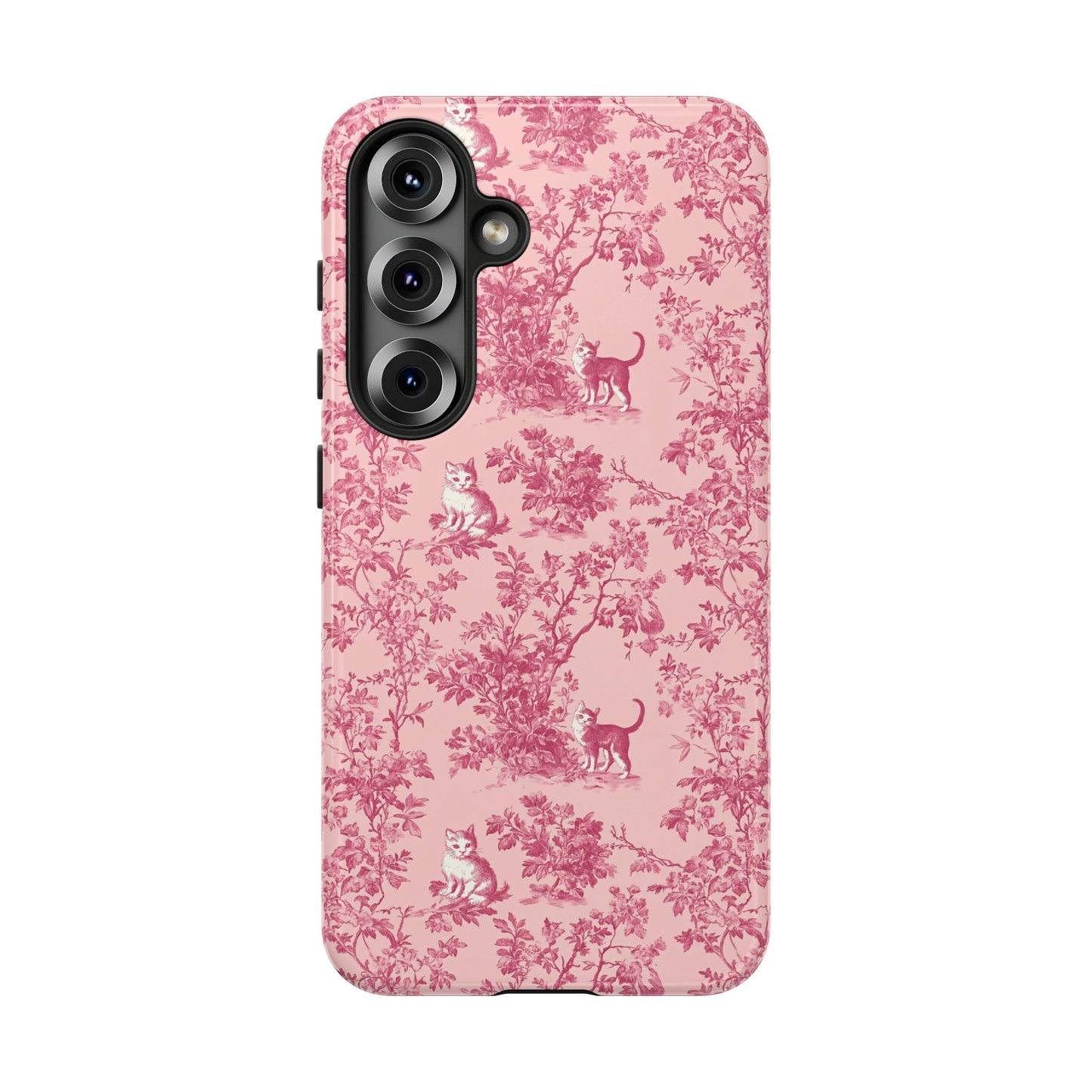 Tough Phone Cases - Cats in Pink Toile De Joyu Motif