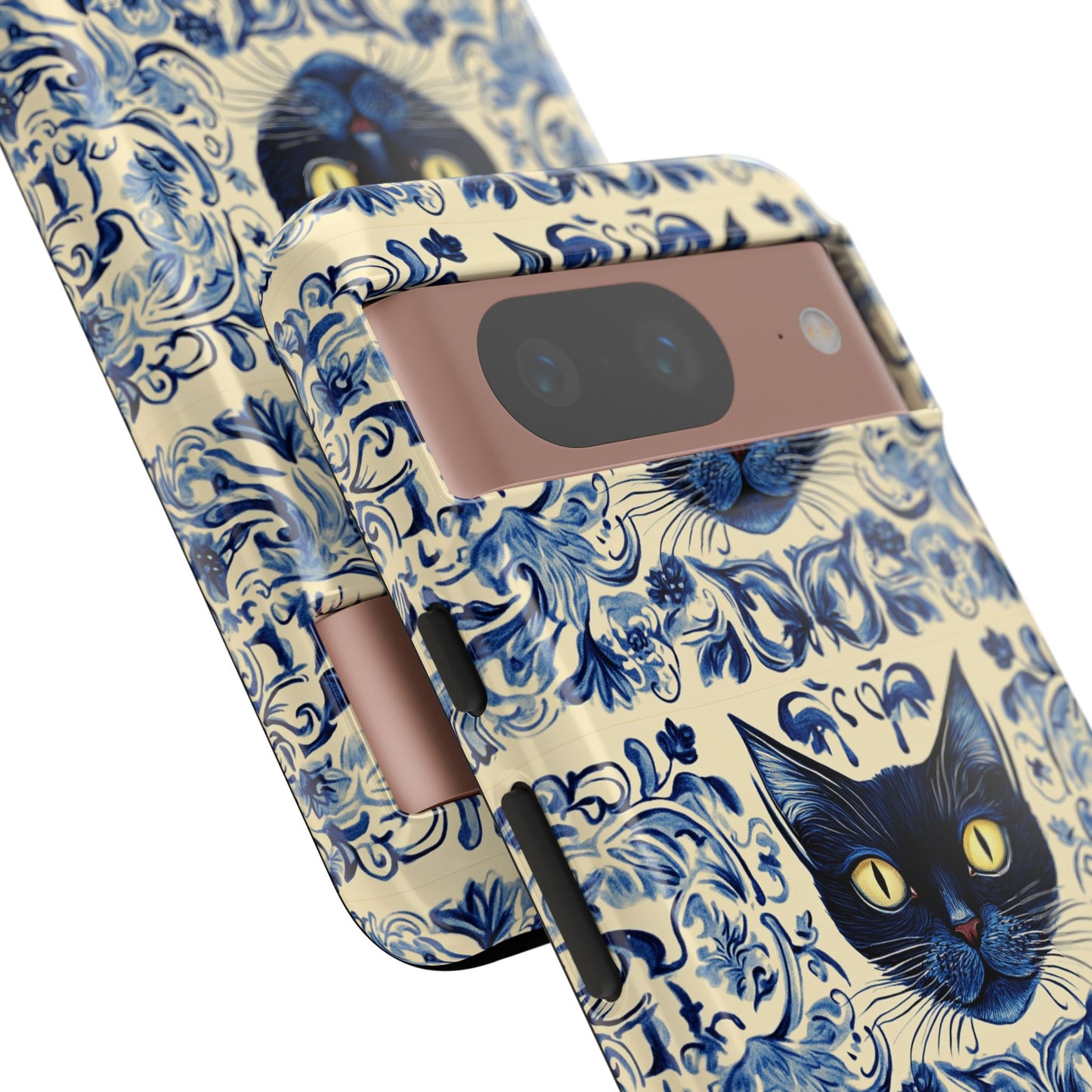 Tough Phone Cases - Mediterranean Tile Motif With Blue Cats