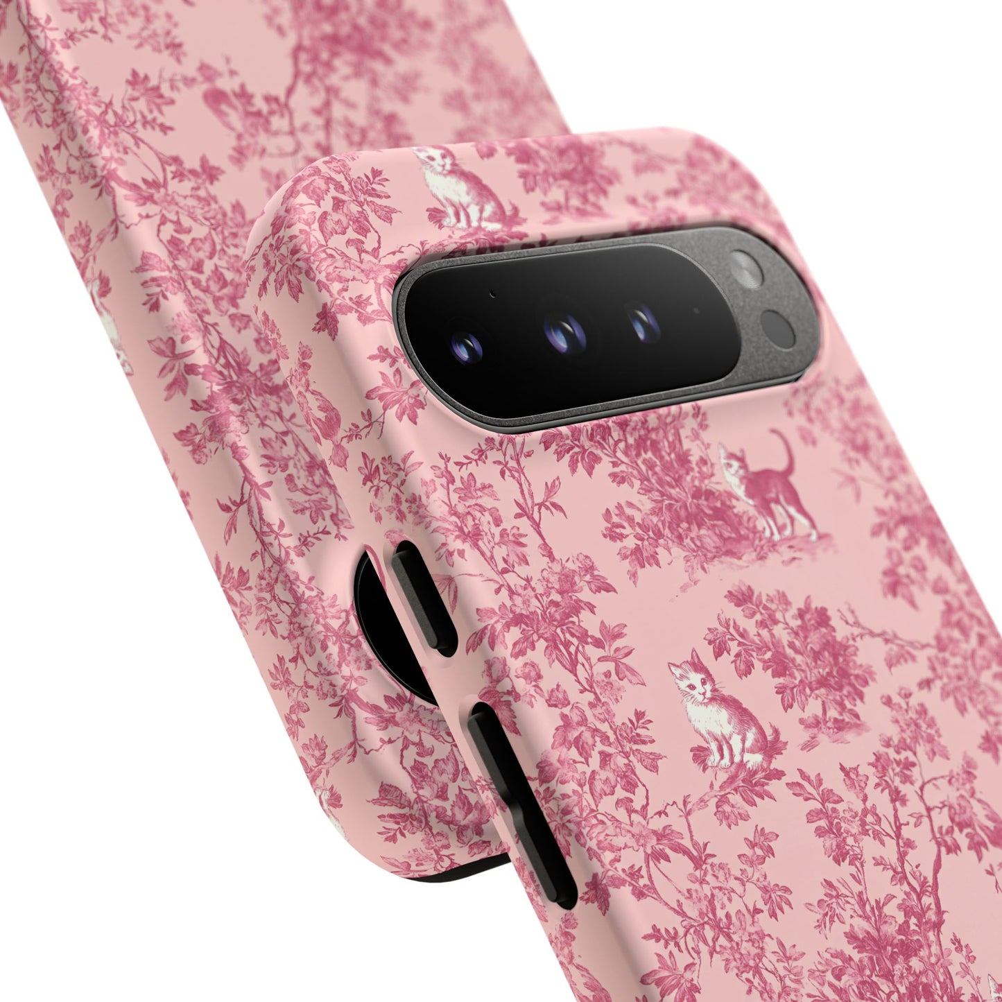 Tough Phone Cases - Cats in Pink Toile De Joyu Motif