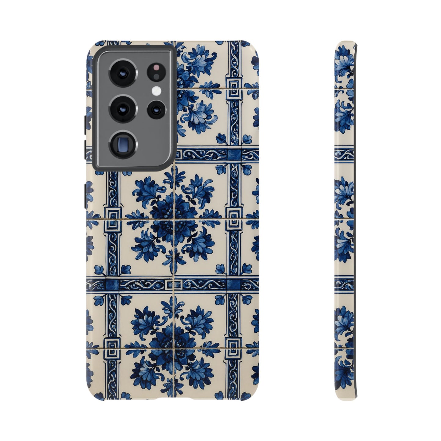 Portuguese Azulejo Tile Phone Case Blue White Floral iPhone Samsung Pixel Case