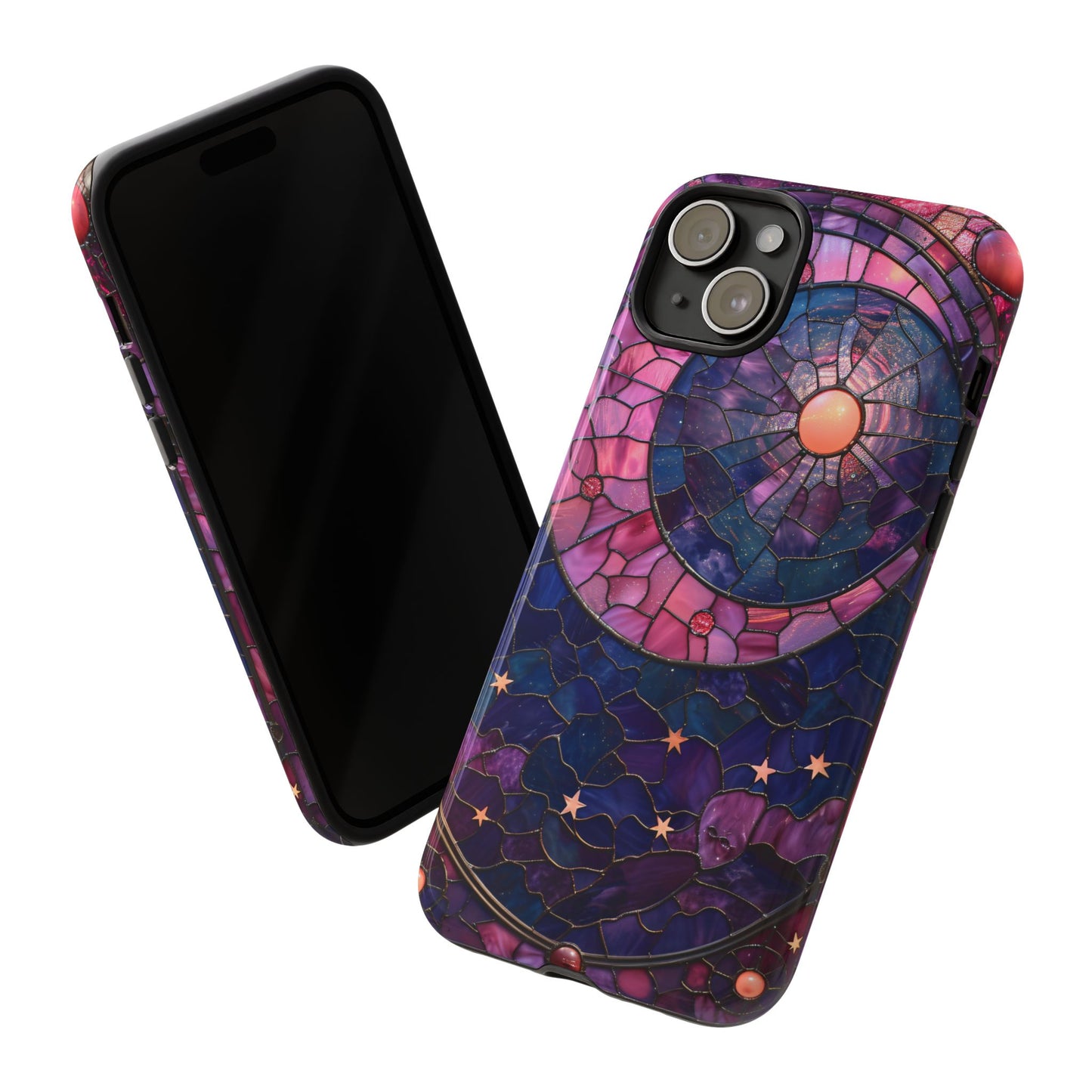 Pink Moon Tough Phone Cases in  Stained Glass Design
