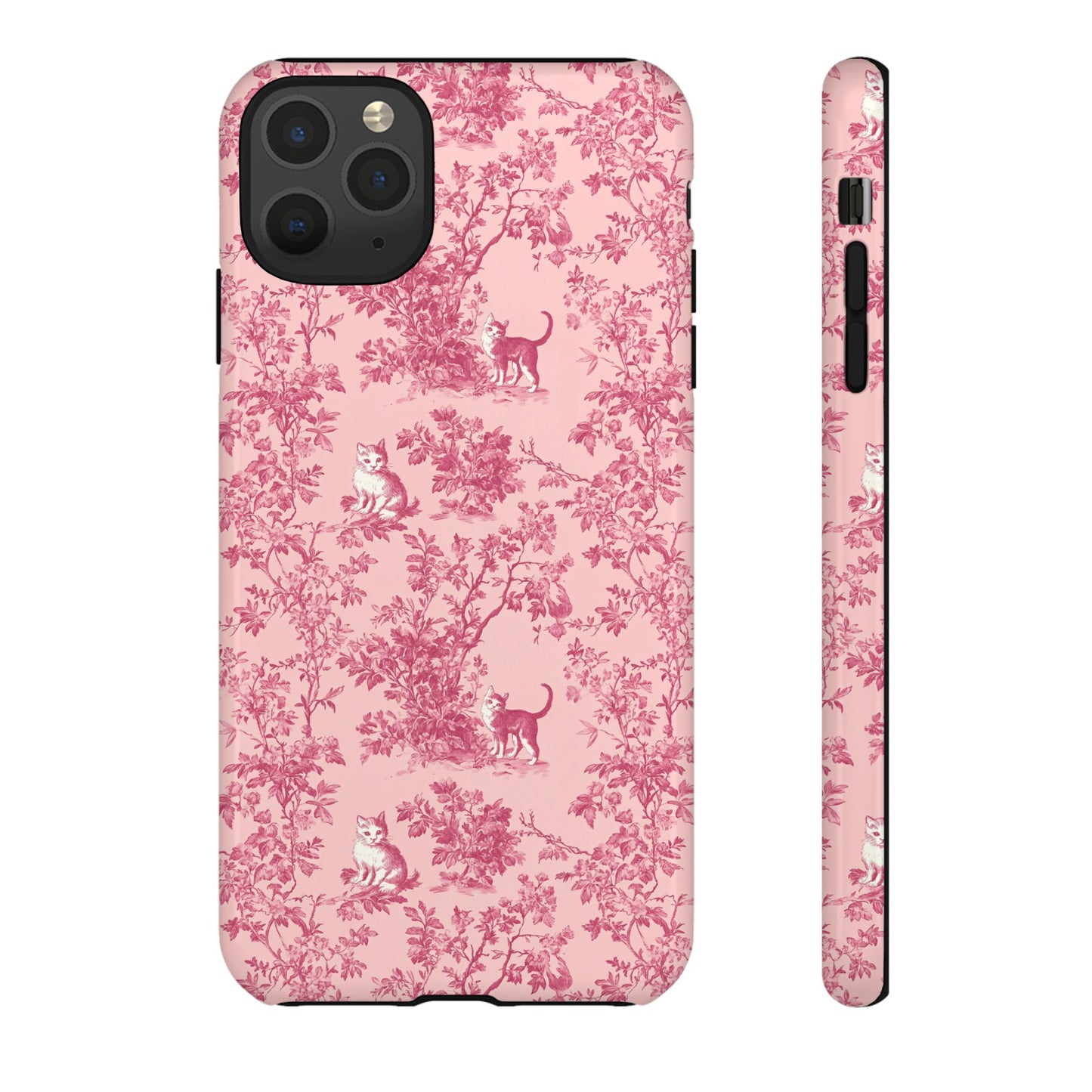 Tough Phone Cases - Cats in Pink Toile De Joyu Motif