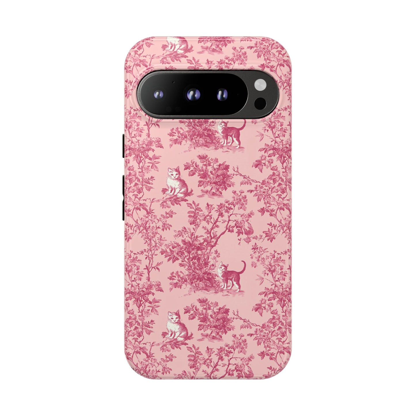 Tough Phone Cases - Cats in Pink Toile De Joyu Motif