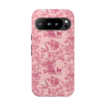 Tough Phone Cases - Cats in Pink Toile De Joyu Motif