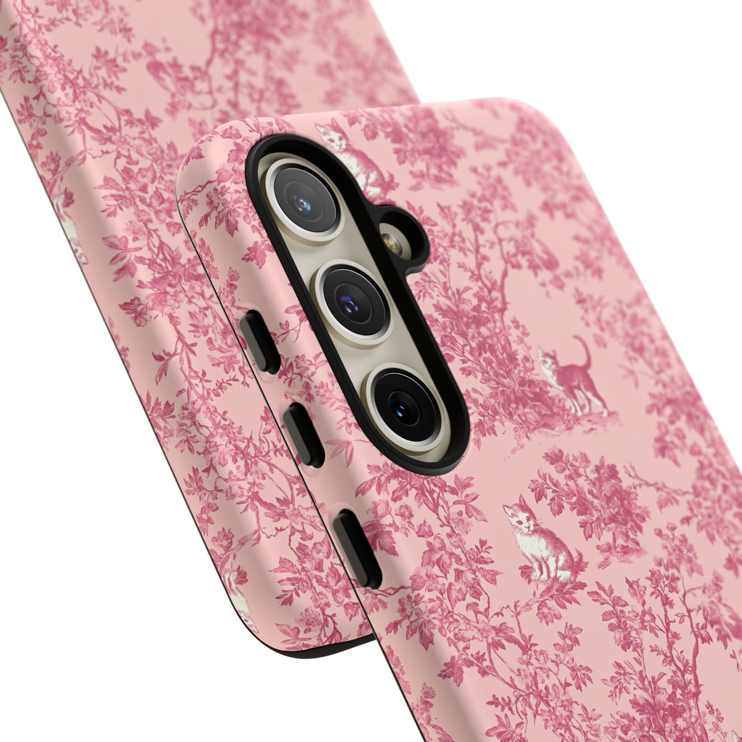 Tough Phone Cases - Cats in Pink Toile De Joyu Motif