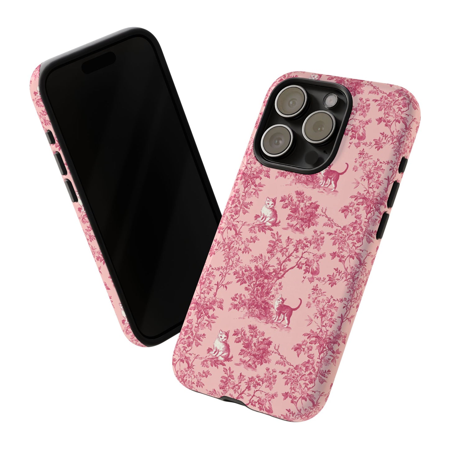 Tough Phone Cases - Cats in Pink Toile De Joyu Motif