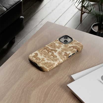 Tough Phone Cases - Horses in Toile De Joyu Motif