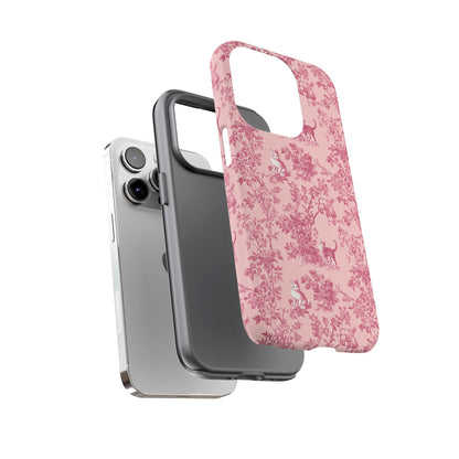 Tough Phone Cases - Cats in Pink Toile De Joyu Motif
