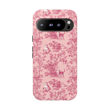 Tough Phone Cases - Cats in Pink Toile De Joyu Motif