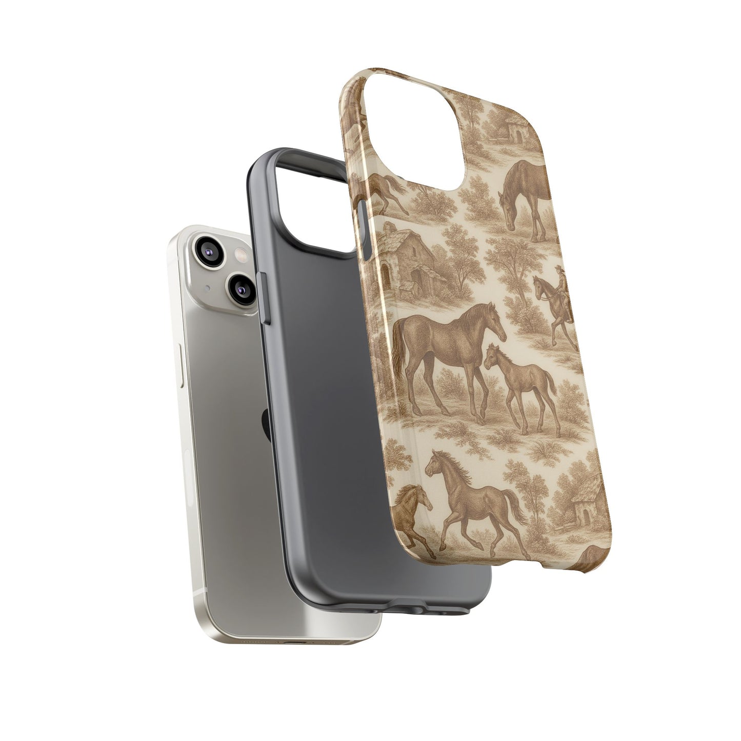 Tough Phone Cases - Horses in Toile De Joyu Motif