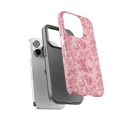 Tough Phone Cases - Cats in Pink Toile De Joyu Motif