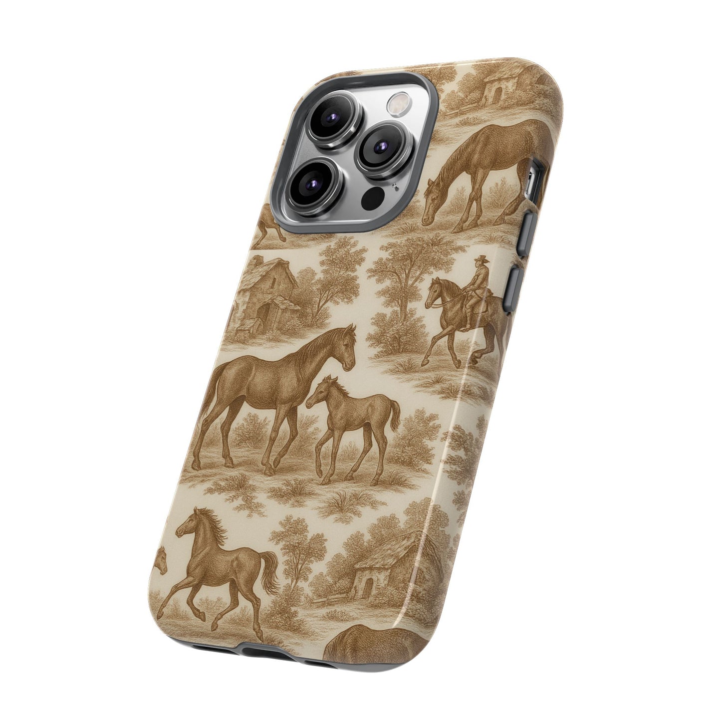 Tough Phone Cases - Horses in Toile De Joyu Motif