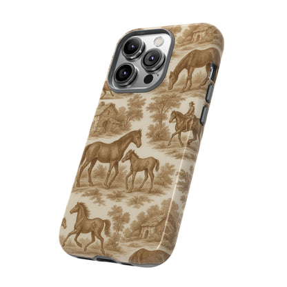 Tough Phone Cases - Horses in Toile De Joyu Motif