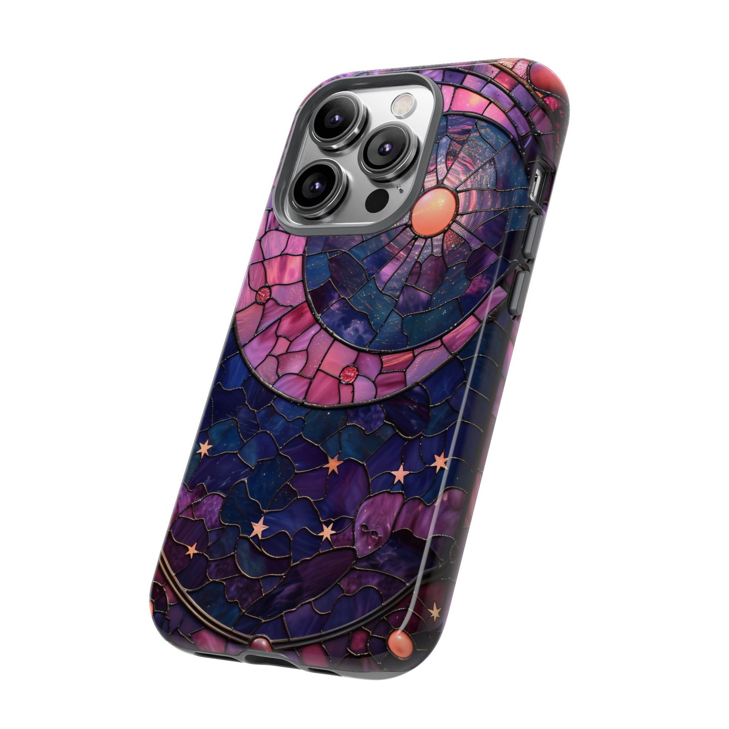 Pink Moon Tough Phone Cases in  Stained Glass Design