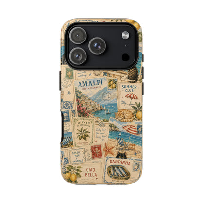 Mediterranean Postcard Cat Phone Case | Amalfi Coast Travel Collage iPhone Case