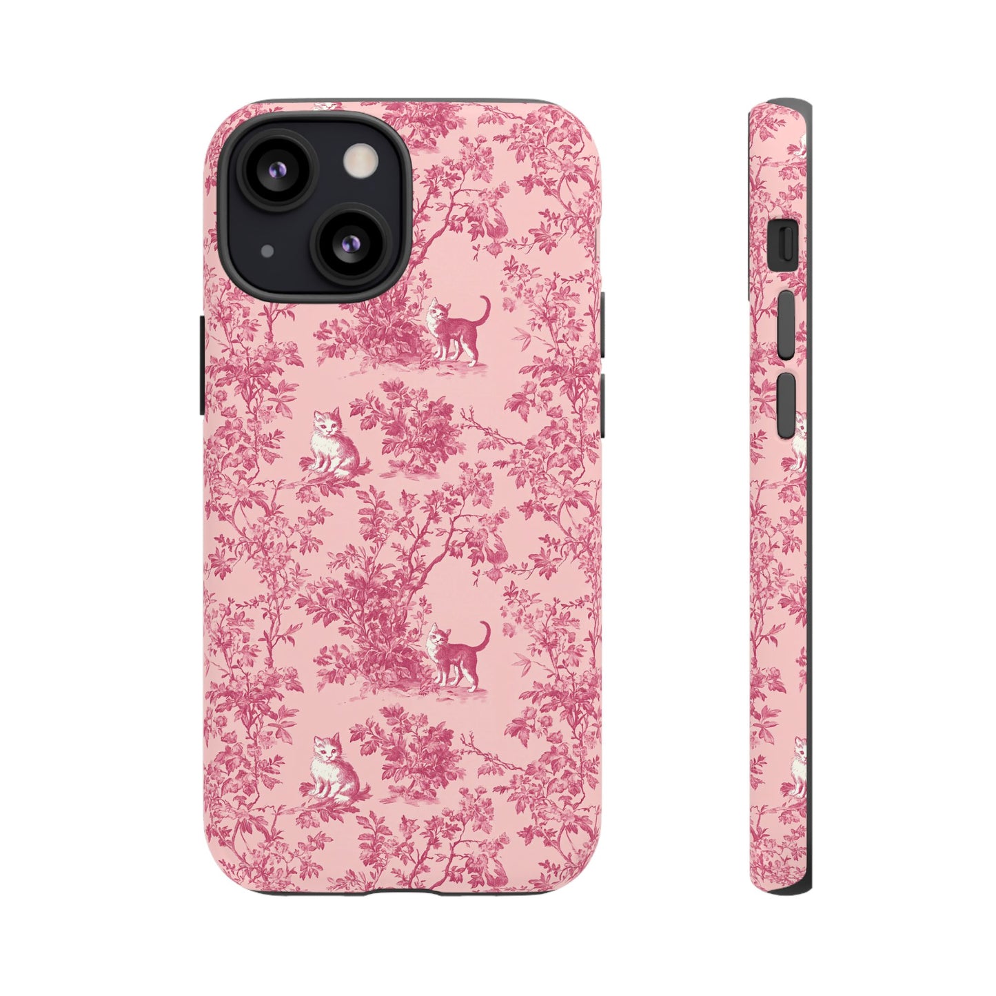 Tough Phone Cases - Cats in Pink Toile De Joyu Motif