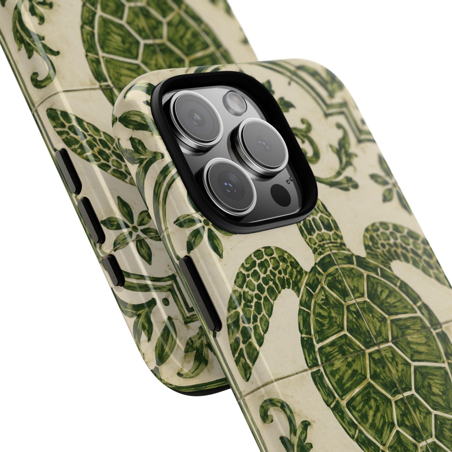 Green Azulejo Sea Turtle Phone Case | Portuguese Tile Coastal iPhone & Samsung Case