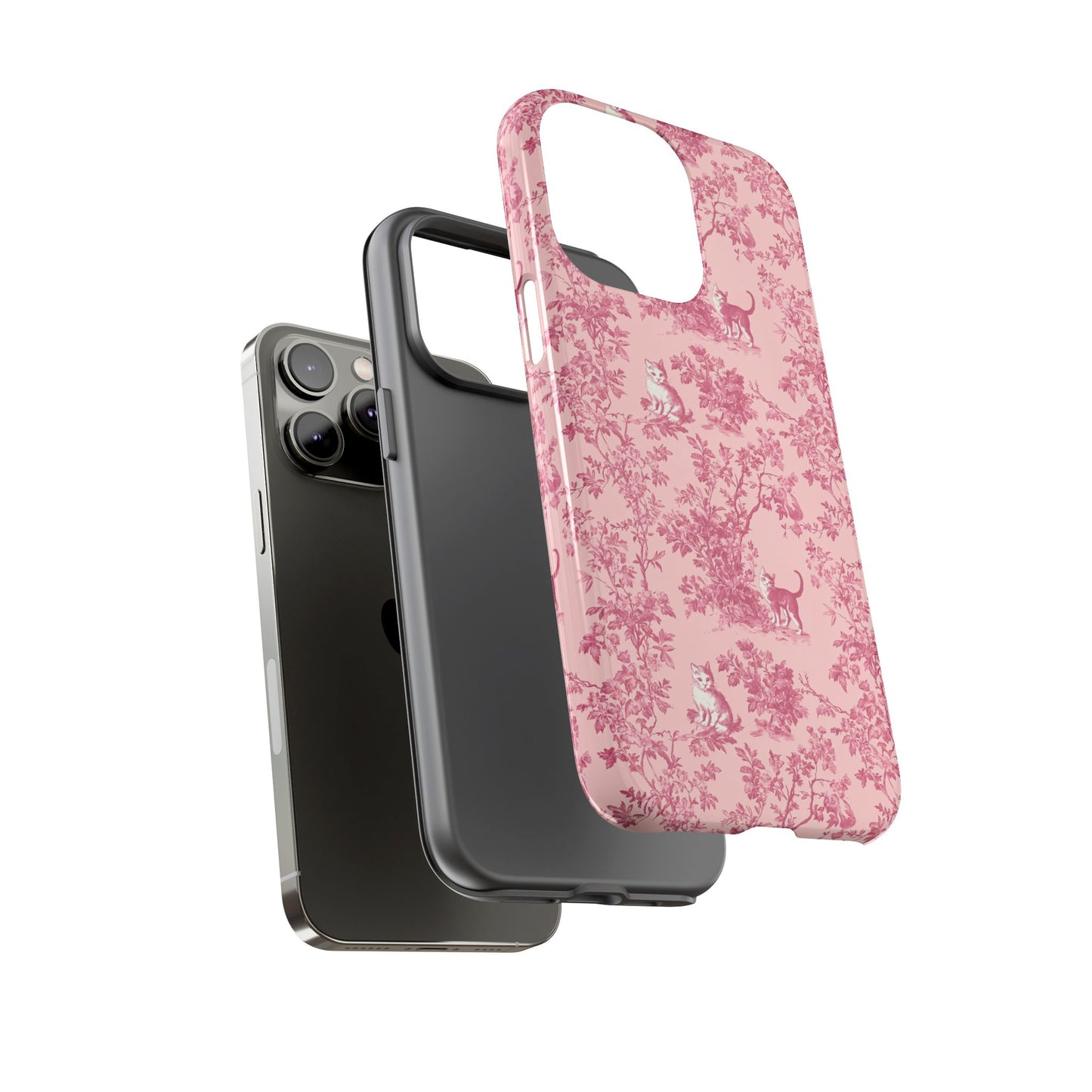 Tough Phone Cases - Cats in Pink Toile De Joyu Motif