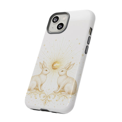 Celestial Bunny Phone Case, Rabbit Moon Stars Case, Neutral Serene Aesthetic iPhone Case,