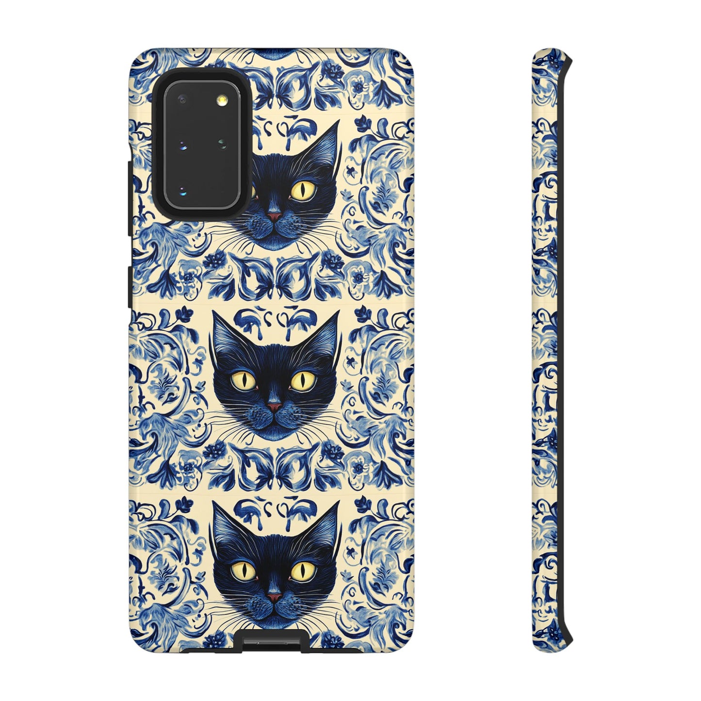 Tough Phone Cases - Mediterranean Tile Motif With Blue Cats