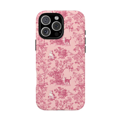 Tough Phone Cases - Cats in Pink Toile De Joyu Motif