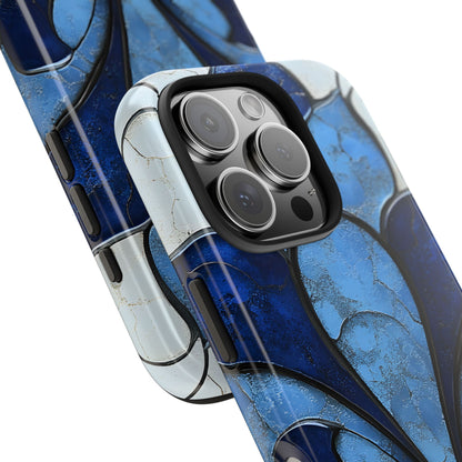 Art Deco Blue Marble Phone Case Luxury Geometric iPhone Samsung Pixel Case
