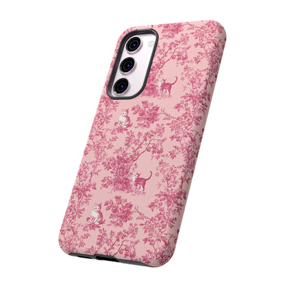 Tough Phone Cases - Cats in Pink Toile De Joyu Motif