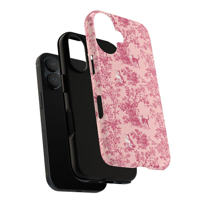 Tough Phone Cases - Cats in Pink Toile De Joyu Motif