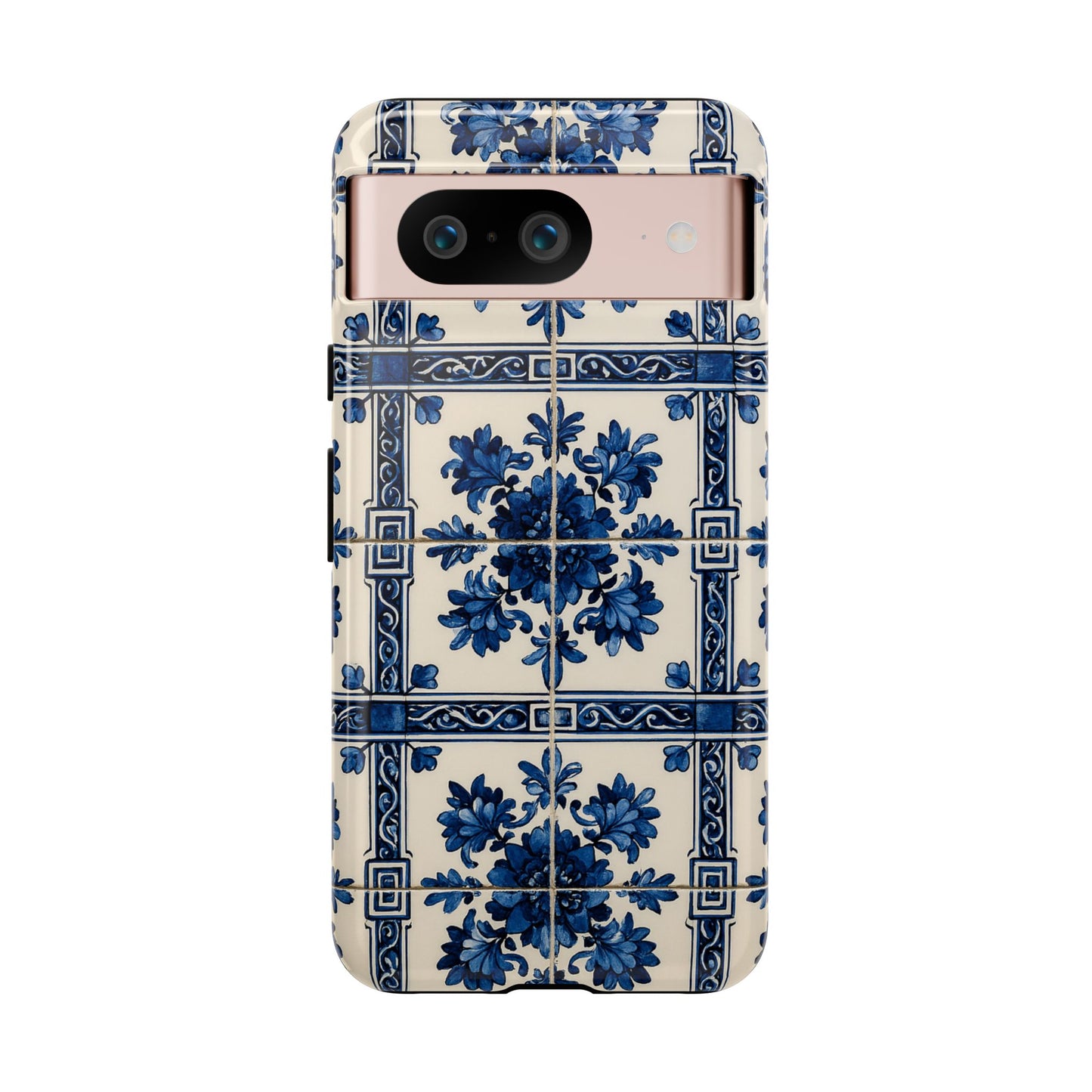 Portuguese Azulejo Tile Phone Case Blue White Floral iPhone Samsung Pixel Case