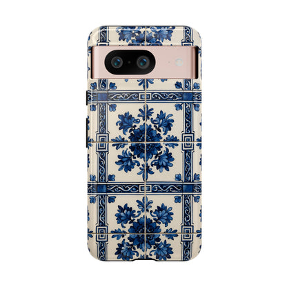 Portuguese Azulejo Tile Phone Case Blue White Floral iPhone Samsung Pixel Case