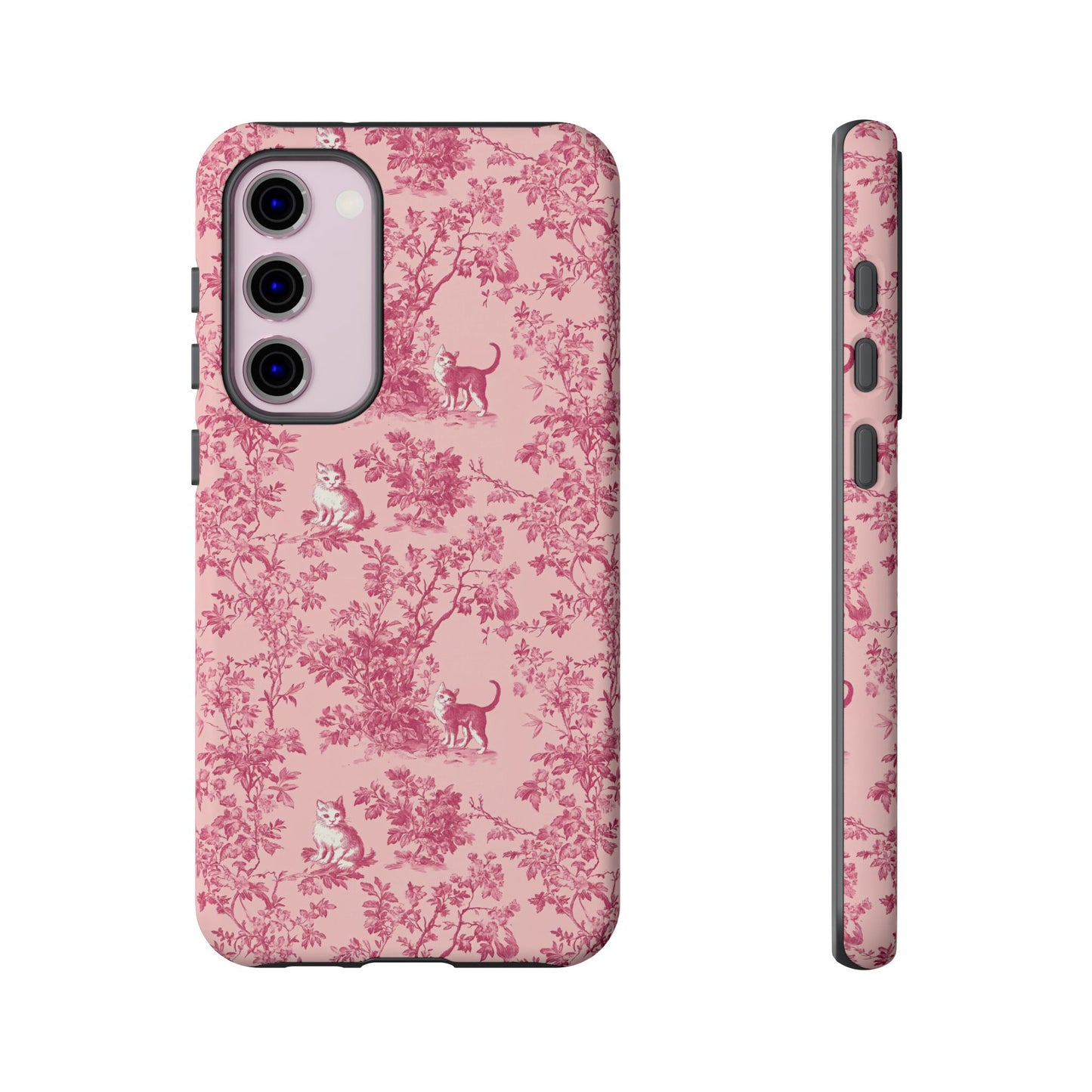 Tough Phone Cases - Cats in Pink Toile De Joyu Motif