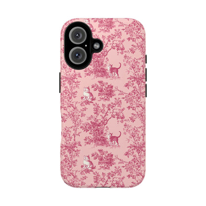 Tough Phone Cases - Cats in Pink Toile De Joyu Motif