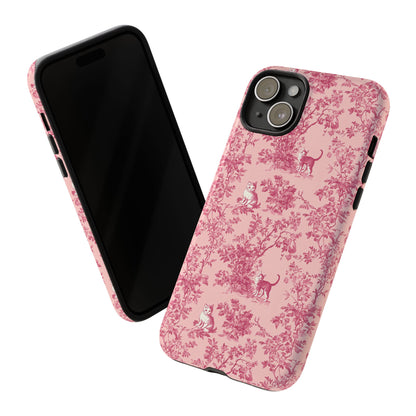 Tough Phone Cases - Cats in Pink Toile De Joyu Motif