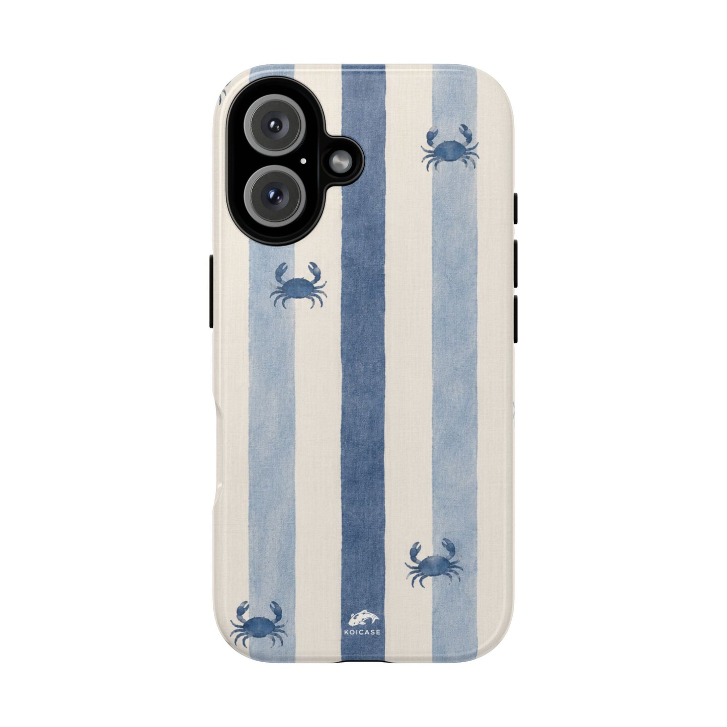Blue Crab Coastal Phone Case | Minimalist Beach Stripe