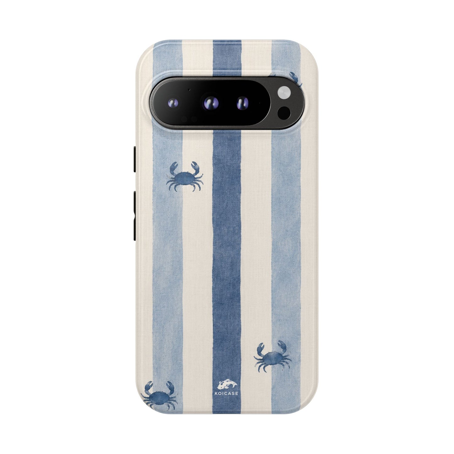 Blue Crab Coastal Phone Case | Minimalist Beach Stripe