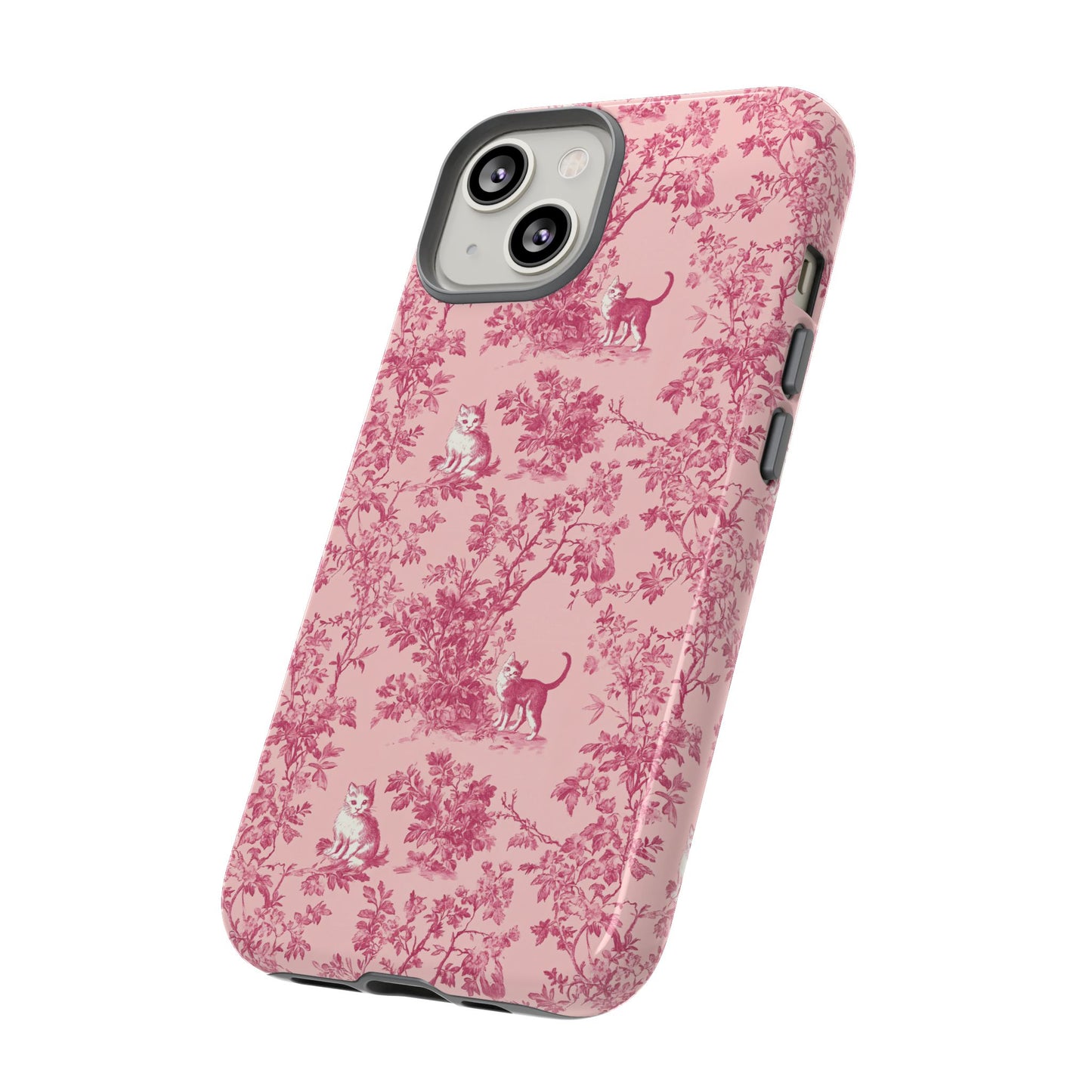 Tough Phone Cases - Cats in Pink Toile De Joyu Motif