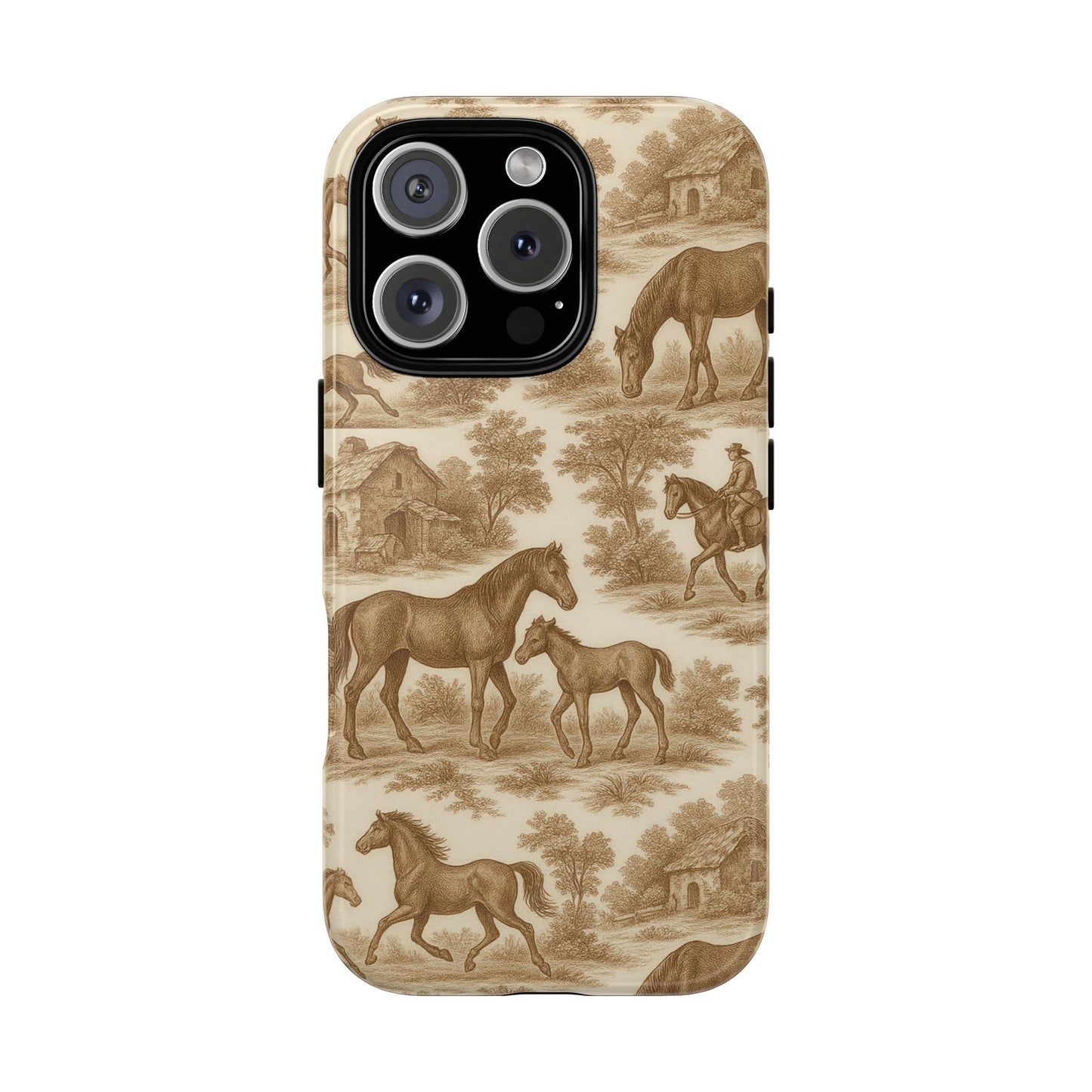 Tough Phone Cases - Horses in Toile De Joyu Motif