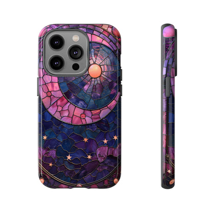 Pink Moon Tough Phone Cases in  Stained Glass Design